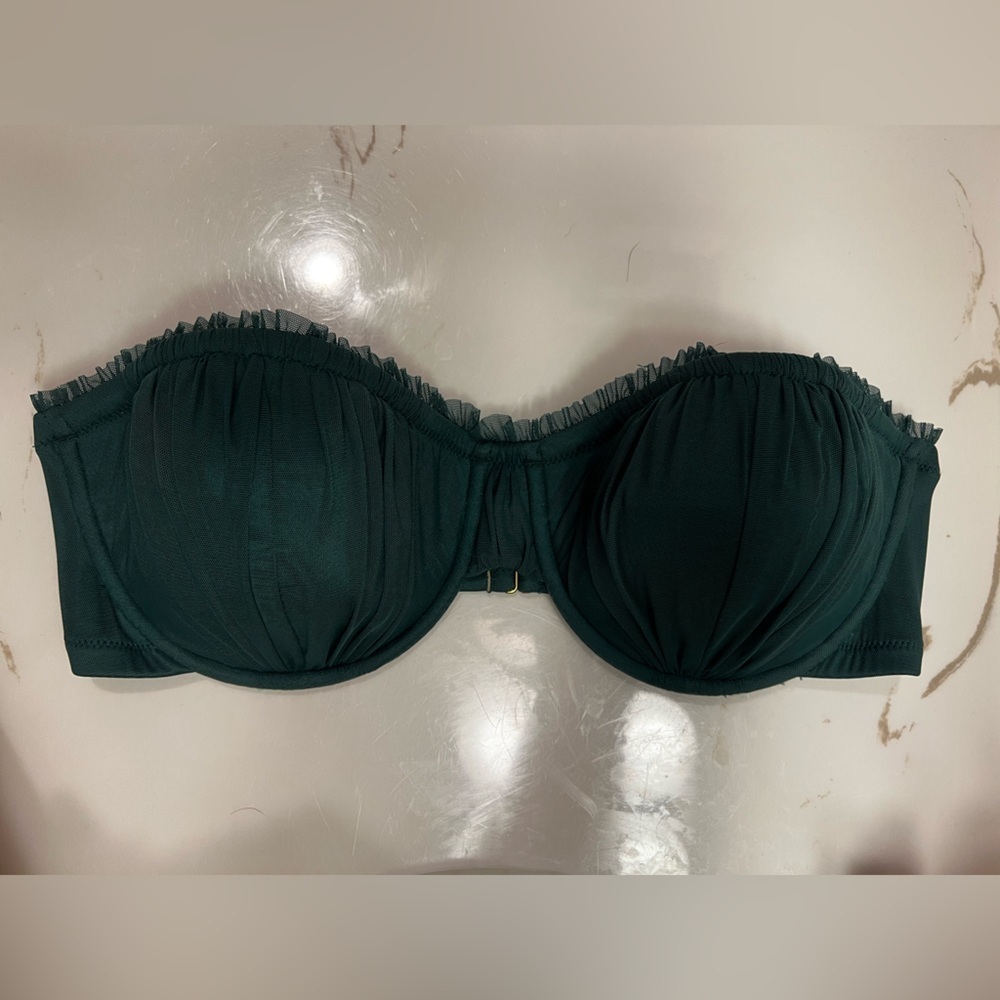 J. Crew Strapless Swimsuit Top 36D EUC Teal Tulle